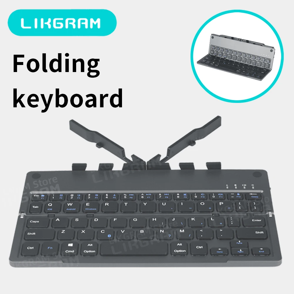 

LIKGRAM Folding keyboard with a foldable stand slim portable silent support for mac os ios windows Andriod B048plus