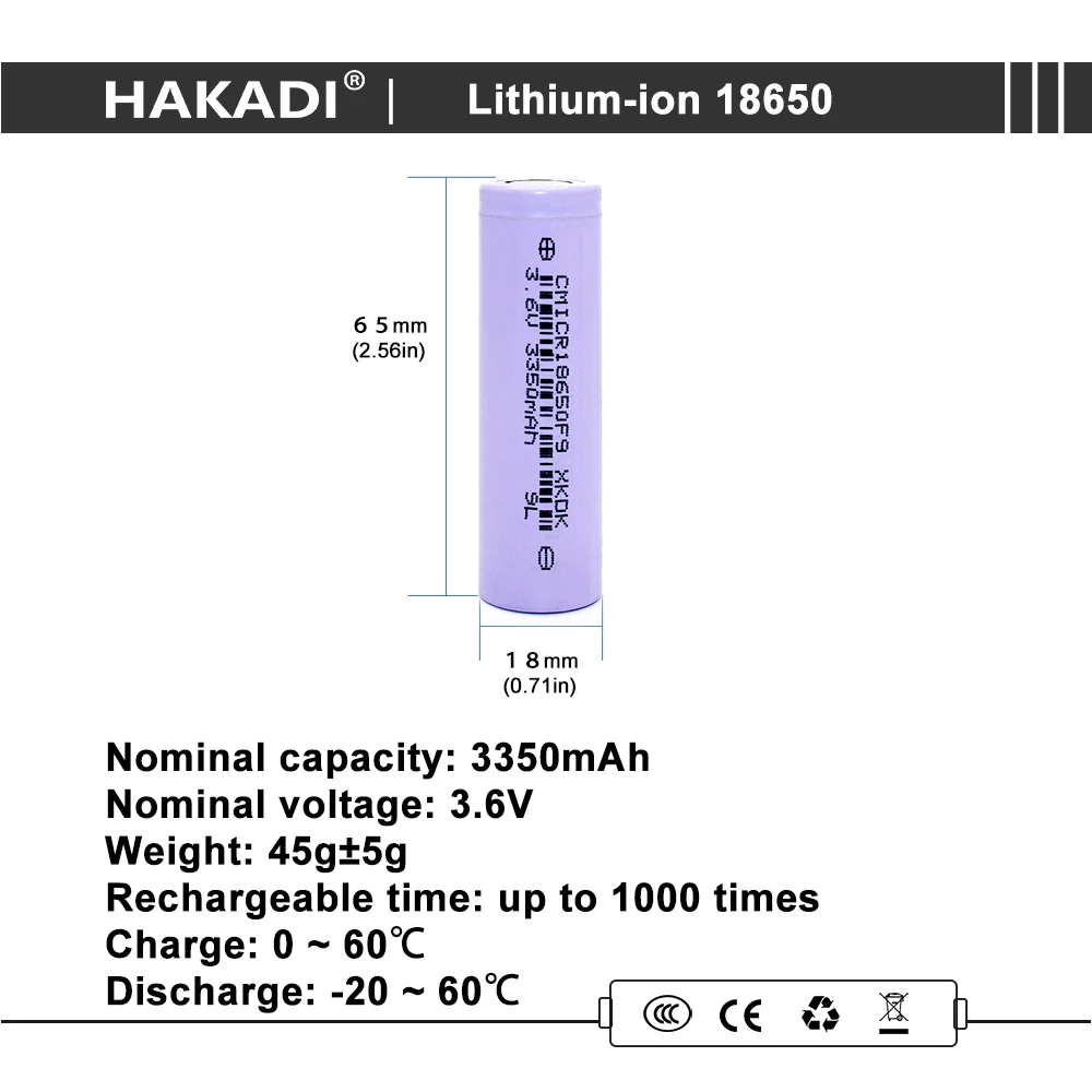 100PCS 18650 Rechargeable Battery 3.7V 3350mAh Flat Top Battery Large Capacity Batteries for Headlamp LED Flashlight Power Bank