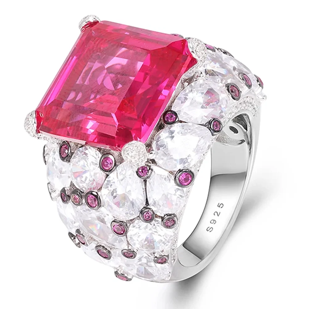 

ARIGAYA Высокое ремесло из настоящего стерлингового серебра 925 пробы с красным цирконом, кольца с красным рубином и высокоуглеродистым бриллиантом, роскошные ювелирные изделия