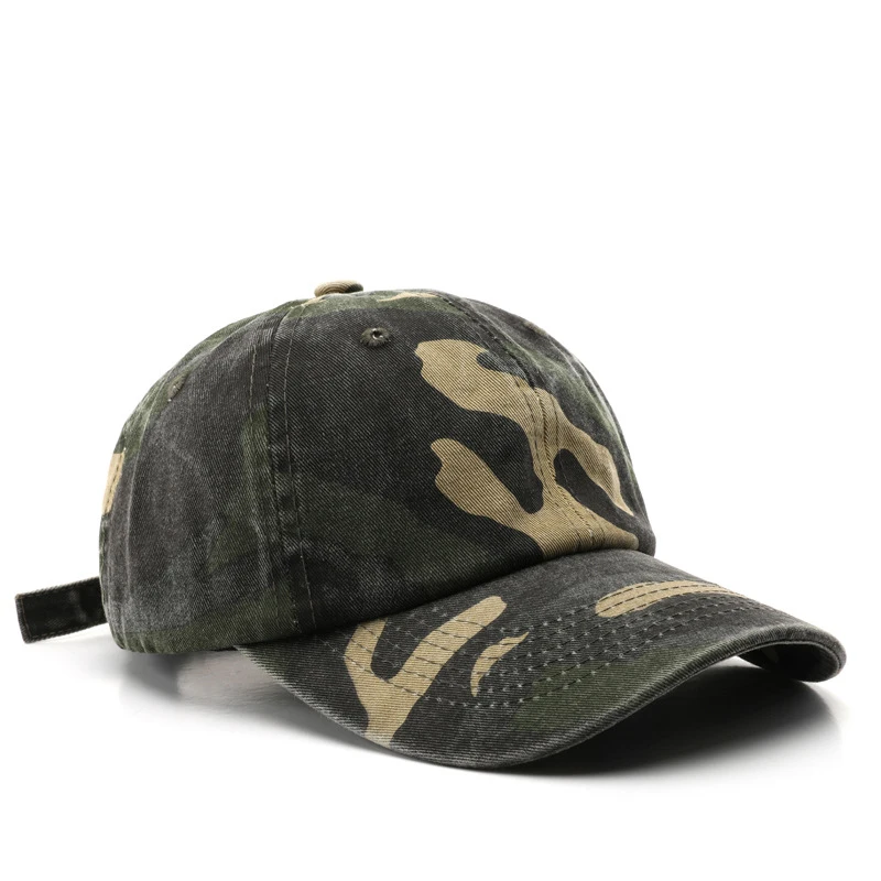 Men's and Women's Multi-Color Camouflage Baseball Caps Made of Polyester. Retro Washed Style for Outdoor Camping and Training.