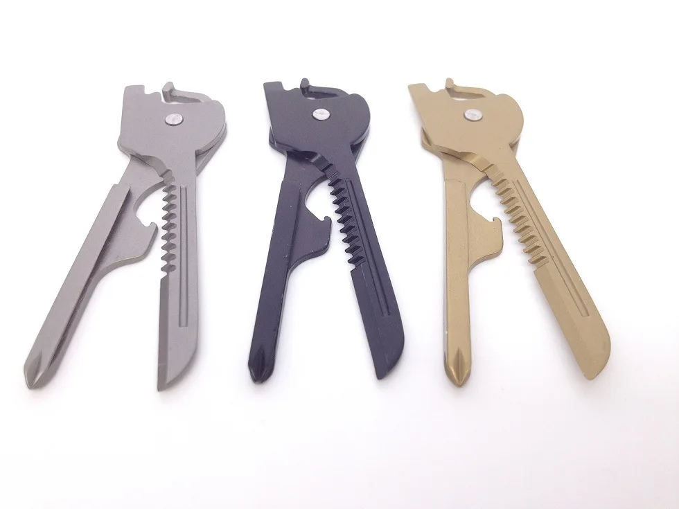 self defense security 6-in-1 Outdoor Camping MultiFunction Tool attack Key Ring Chain Knife Screwdrivers FC selfdefense