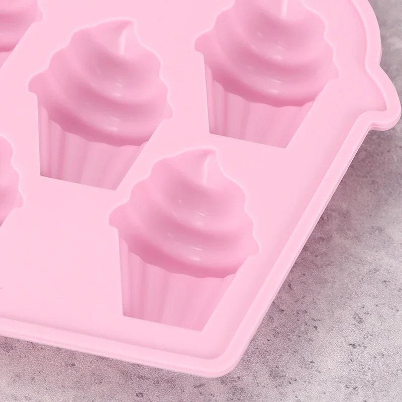 Silicone Mold 6 Hole Ice Cream Sorbet Shaped Baking Mould Muffin Cup Pattern Cake Chocolate Mousse Candy Fudge Make Tools