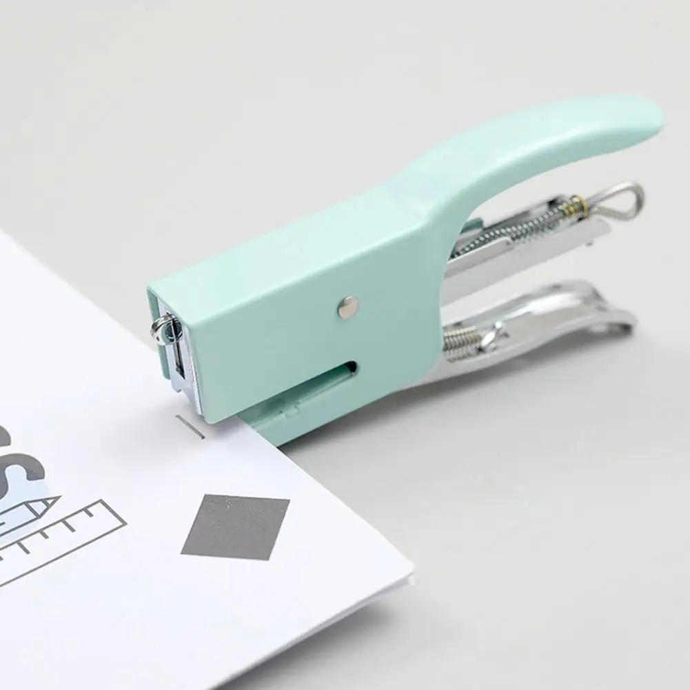 Small Stapler Handheld Stapler with 1000pcs Needles School Home Office Plastic Stapler Labor Saving Portable Study Office Helper