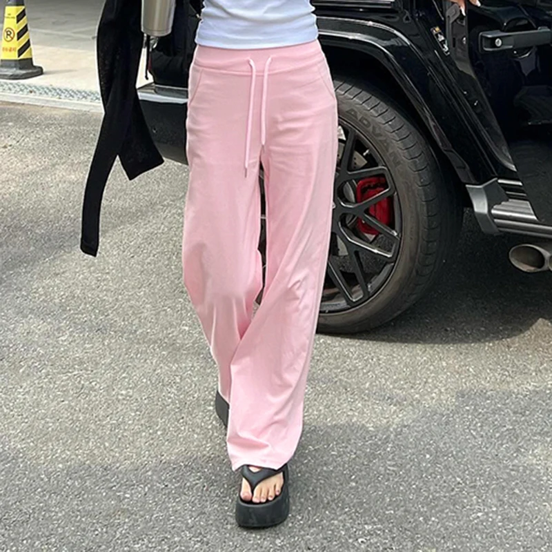 Rapcopter y2k Solid Sweatpants Shirring Casual Basic Pants Women Korean Streetwear Harajuku Trousers Aesthetic Clothes New 90s