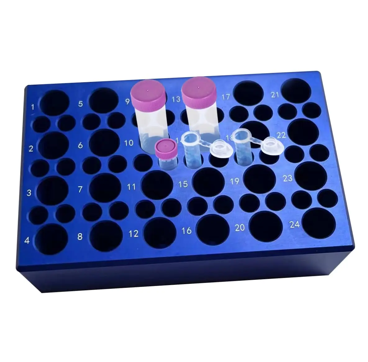 PCR Cooler Low temperature Thermostat Pre-cooled Aluminum Ice Box 24 Well+36 Well Centrifuge Tube Rack for 0.2ml 1.5ml 2ml tubes