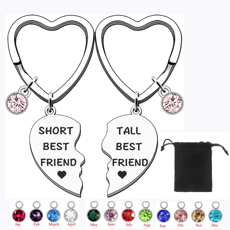 2PCS Best Friend Friendship Keychain Gifts for Women Girl Sister Best Friend Birthday Graduation Gifts Stainless Steel Keyring