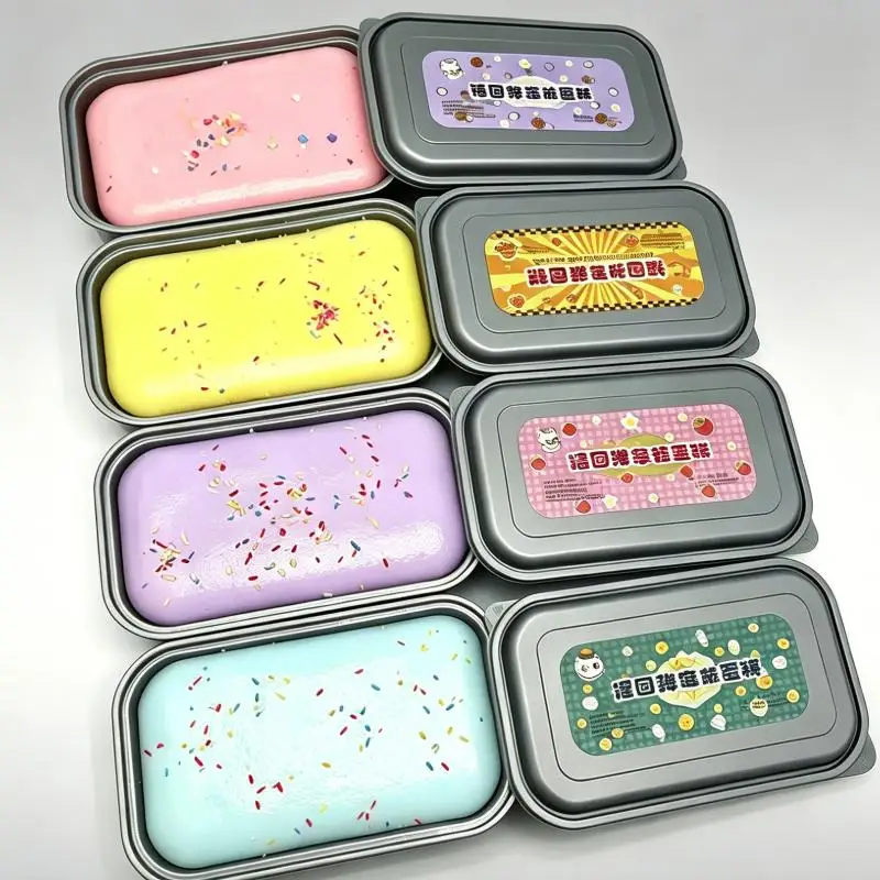 【BS】Sticky Box Cake Slow Rising Squeeze Toy Ice Cream Box Sensory Fidget Toy Anti Stress Release Hand Relax Gift