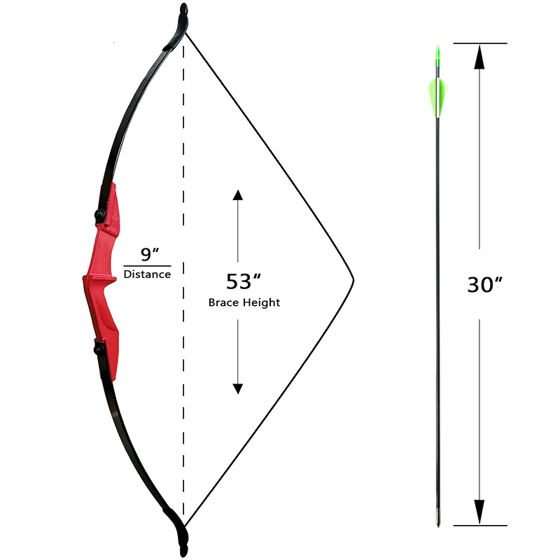 Taken Down Recurve Bow, Archery, Right, Left Hand, Arrow Rest, Shooting Hunting, 20, 30, 40lbs