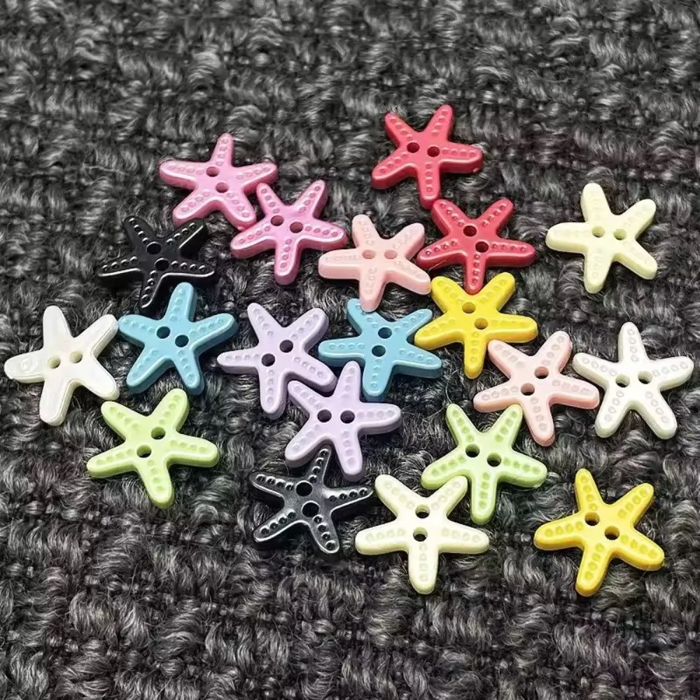 40pcs Colorful Starfish Buttons Creative Resin Imitation Shell Buttons Cute Fashionable DIY Buttons Clothes Accessories