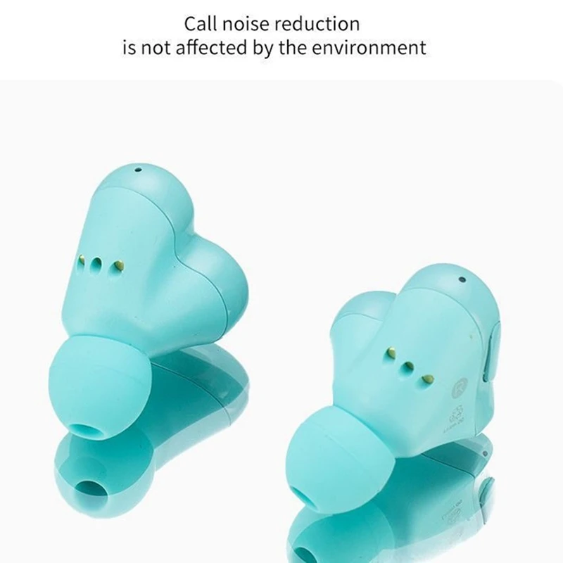 Amor fone de ouvido bluetooth à prova dwaterproof água fácil emparelhamento contínuo portátil in-ear com cancelamento de ruído fone de ouvido coração, rosa fácil de usar