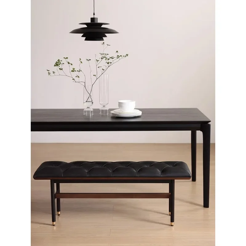 

Imported first layer cowhide metal leg dining table long stool bedside stool | tree squeak