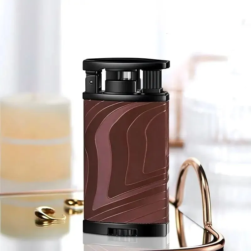 Premium Luxury Stylish Metal Butane Gas Lighter Unique Switchable Dual Flame Design Novelty Portable Smoking