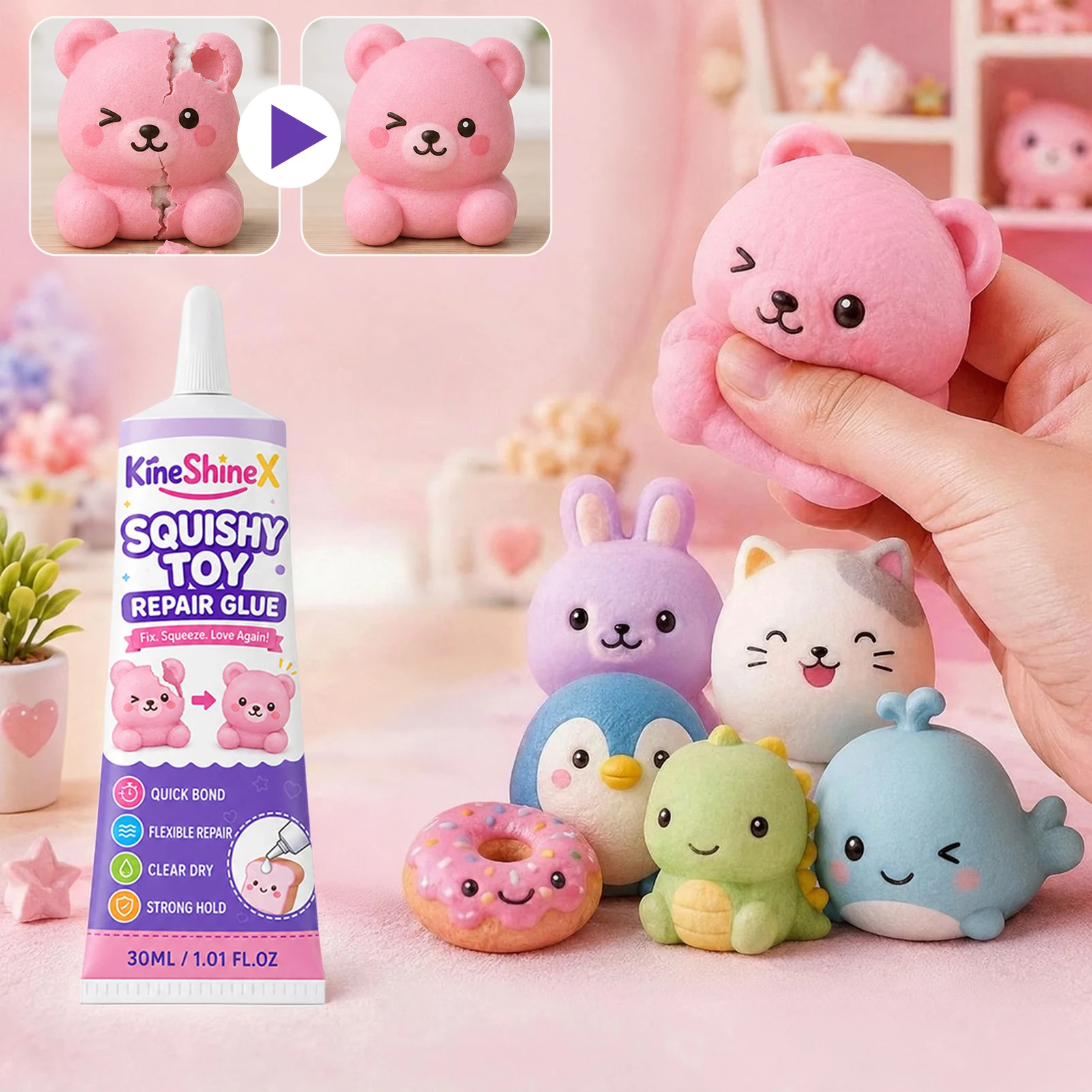 Squishies Repair Glue Squishies Toy Repair Adhesive Blends Perfectly With Surfaces Strong Bonding Without Hardening or Cracking