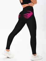 Offset printed claw skull printed women's yoga leggings, high waisted fitness running sports stretch pants 3