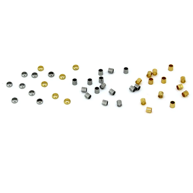 100Pcs 1/1.5/2mm Stainless Steel Ball Tube Stopper Crimp End Beads Positioning Spacer Beads for DIY Bracelet Jewelry Making