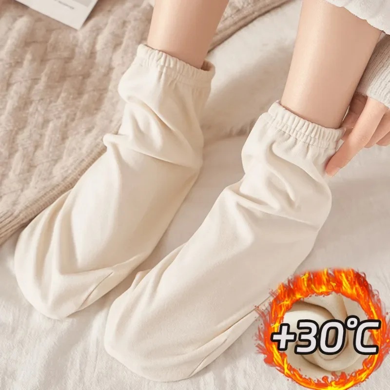 

Velvet Floor Socks Winter Women Men Solid Color Warm Loose Fleece Socks Comfortable Sleep Home Snow Socks Fashion Accessories