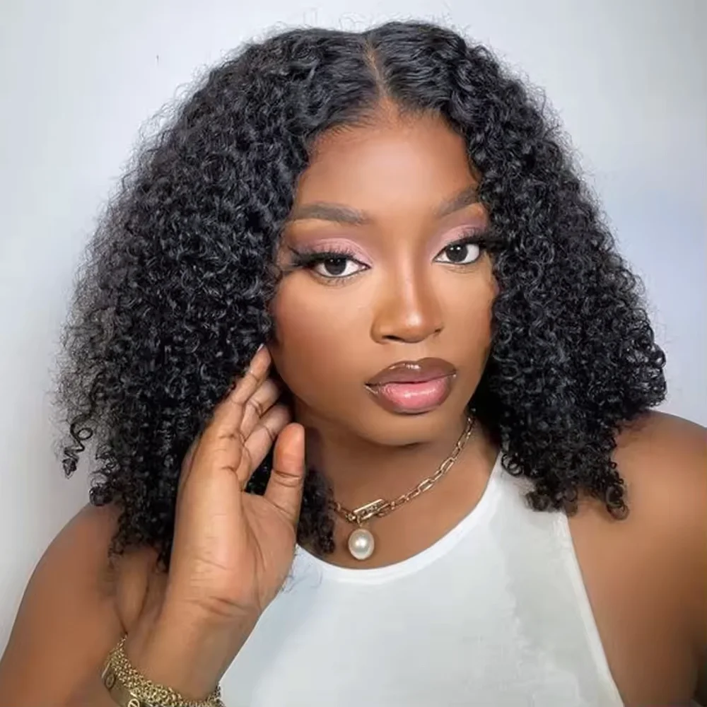 

12-дюймовые короткие кудрявые парики-боб из натуральных волос, 13x4, с кружевной передней частью, глубокая волна, HD прозрачный кружевной фронтальный парик из натуральных волос для женщин