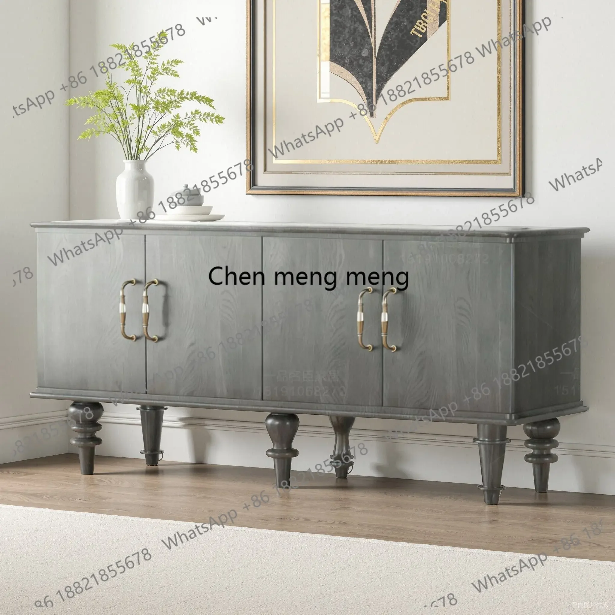 RR French vintage solid wood entrance American retro sideboard foyer storage wall entrance door cabinet