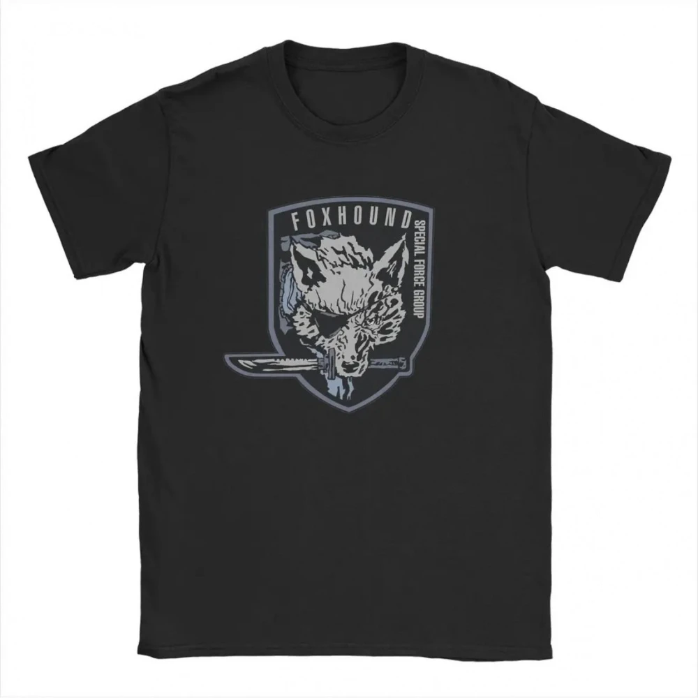 Men's Metal Gear Solid FOXHOUND Vintage Graphic T-Shirt Gaming Tee Emblem Print Loose Fit Short Sleeve Men's T-shirts for Summer