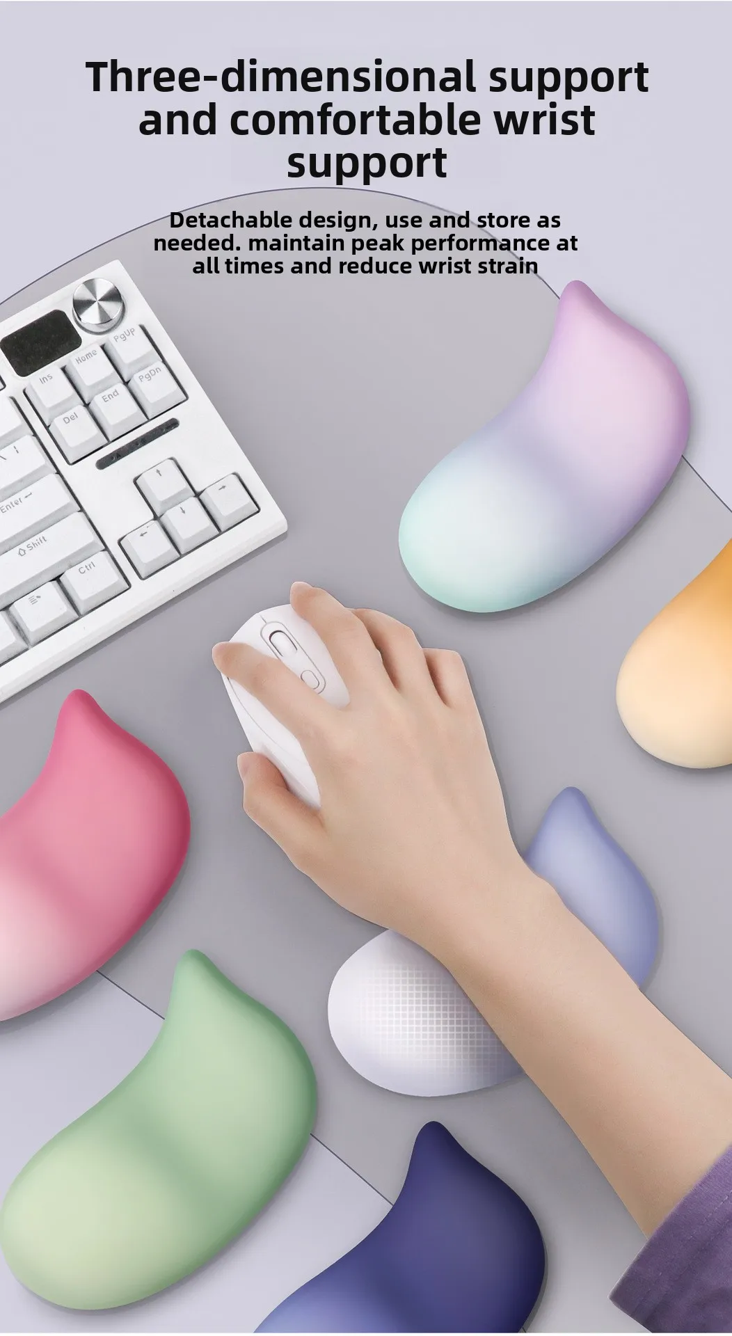 Wassertropfen-Silikon-Handballenauflage Tastaturunterlage Ergonomische Schreibtischunterlage für Büro und Gaming 7 Farboptionen Einzelset – Detail 6