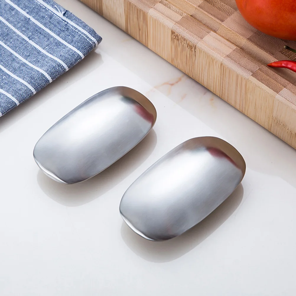 

Stainless Steel Soap Deodorizing Bar Odor Remover Kitchen Garlic Onion Fish Sulfur Absorber Dishwasher Safe Holder Included