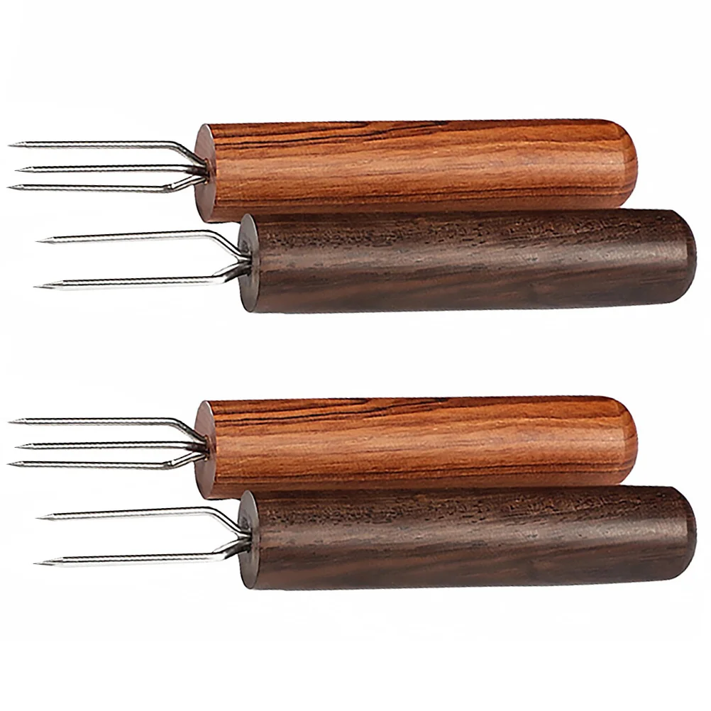 4 Pcs Moxa Cone Extension Needle Moxibustion Extending Tool Extender Fork Wooden Portable Rosewood Household