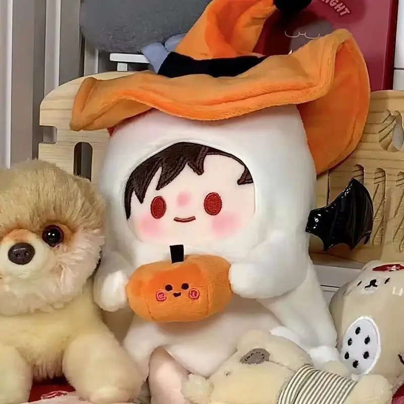 Cute 10cm Halloween Ghost Witch Hat Outfit With Pumpkin Prop For Cotton Plush Stuffed Dolls Adorable Change Clothes Doll Clothes