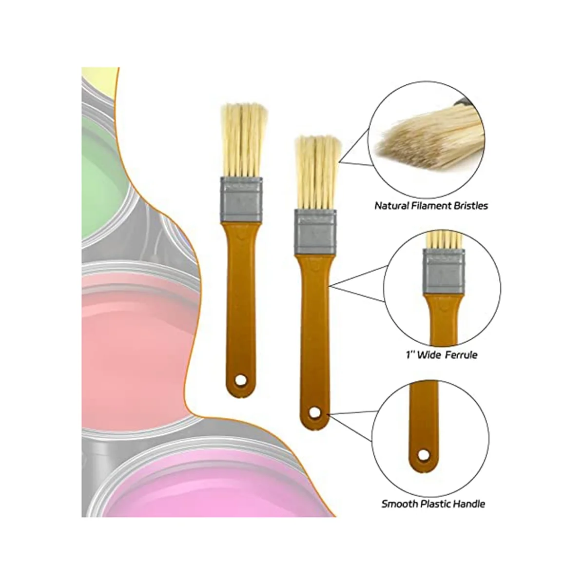 Chip Brush, 1 Inch Paint Brushes Paint Brush with Plastic Handle Anti-Shedding Thicken for Paint Stains Varnishes Glues