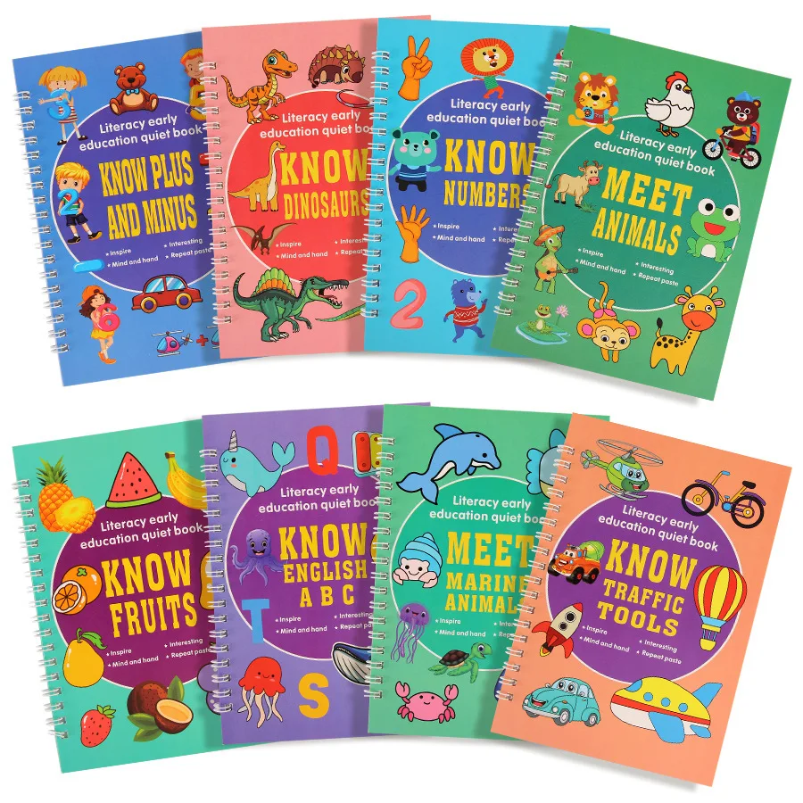 English Alphabet Quiet Book Animals Fruits Oceans Dinosaurs Mathematics Learning Enlightenment Activity Busy Book Sticker Book