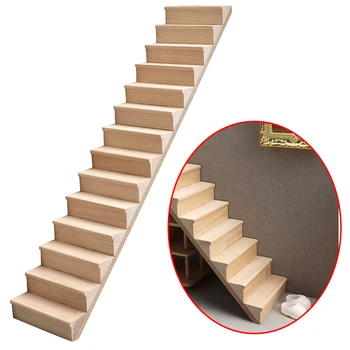 1 adet 1:12 1:6 ölçekli Dollhouse ahşap minyatür merdiven Mini hiçbir küpeşte merdiven mobilya modeli dekor oyuncak bebek evi aksesuarları