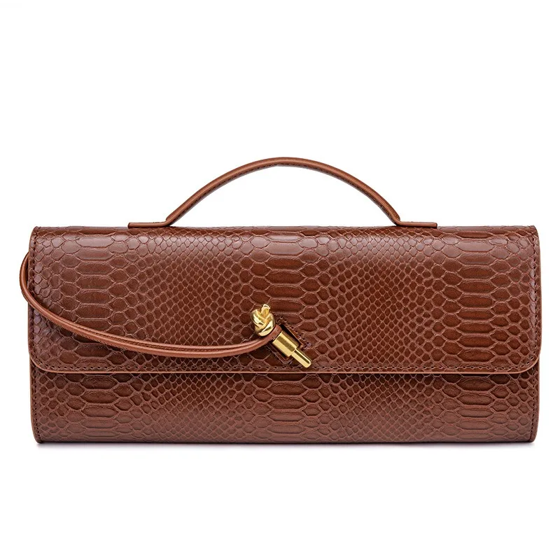 Y2K Classic Women's Luxury Design Top Handbag, Long Evening Dress Handbag, Crocodile Pattern Shoulder Bag Storage Bag