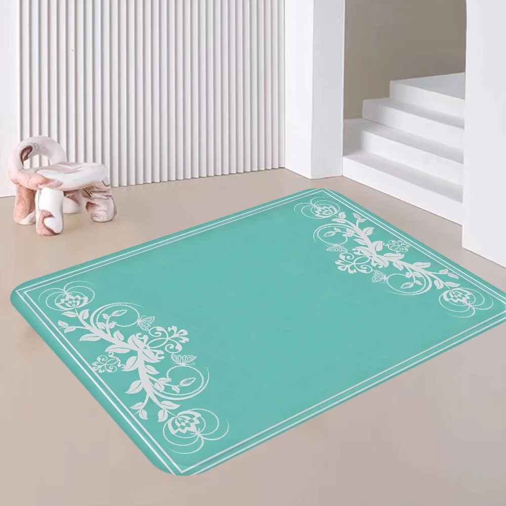 Aesthetic Blue  Kitchen Mat Kids Room Bedroom Tiffany Decoration Balcony Anti-Slip Doormat Living Room Alfombra