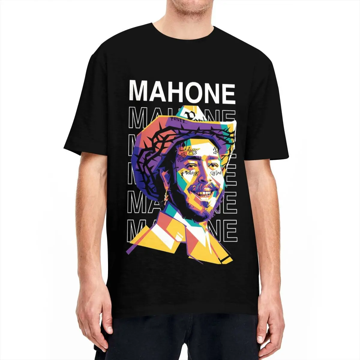 American Rapper P-Posts M-Malones WPAP Pop Art T-Shirt Men Women Funny Pure Cotton Tees Round Neck T Shirts New Arrival Tops