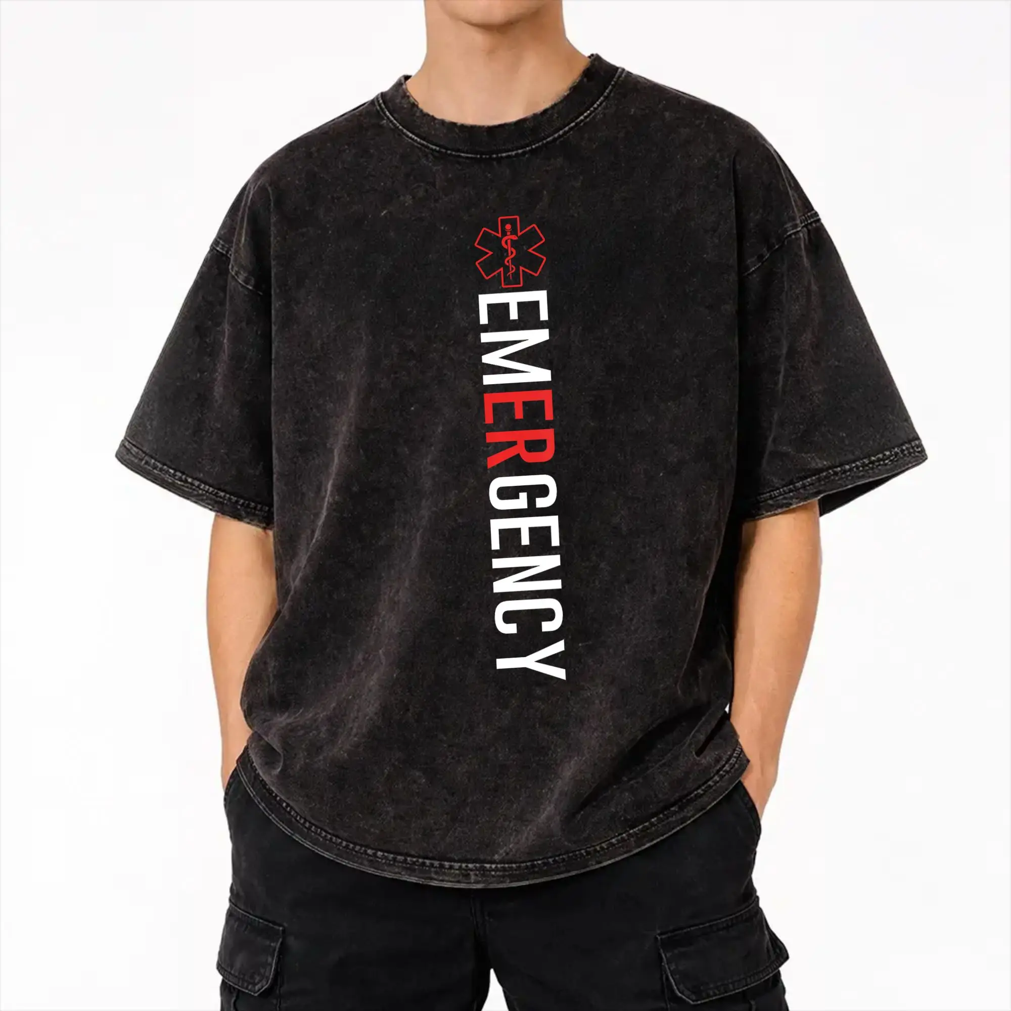 Emergency Department Room Nurse  T Shirts Hip Hop Washed Short Sleeve Harajuku T-Shirts  Vintage for Men Women Streetwear