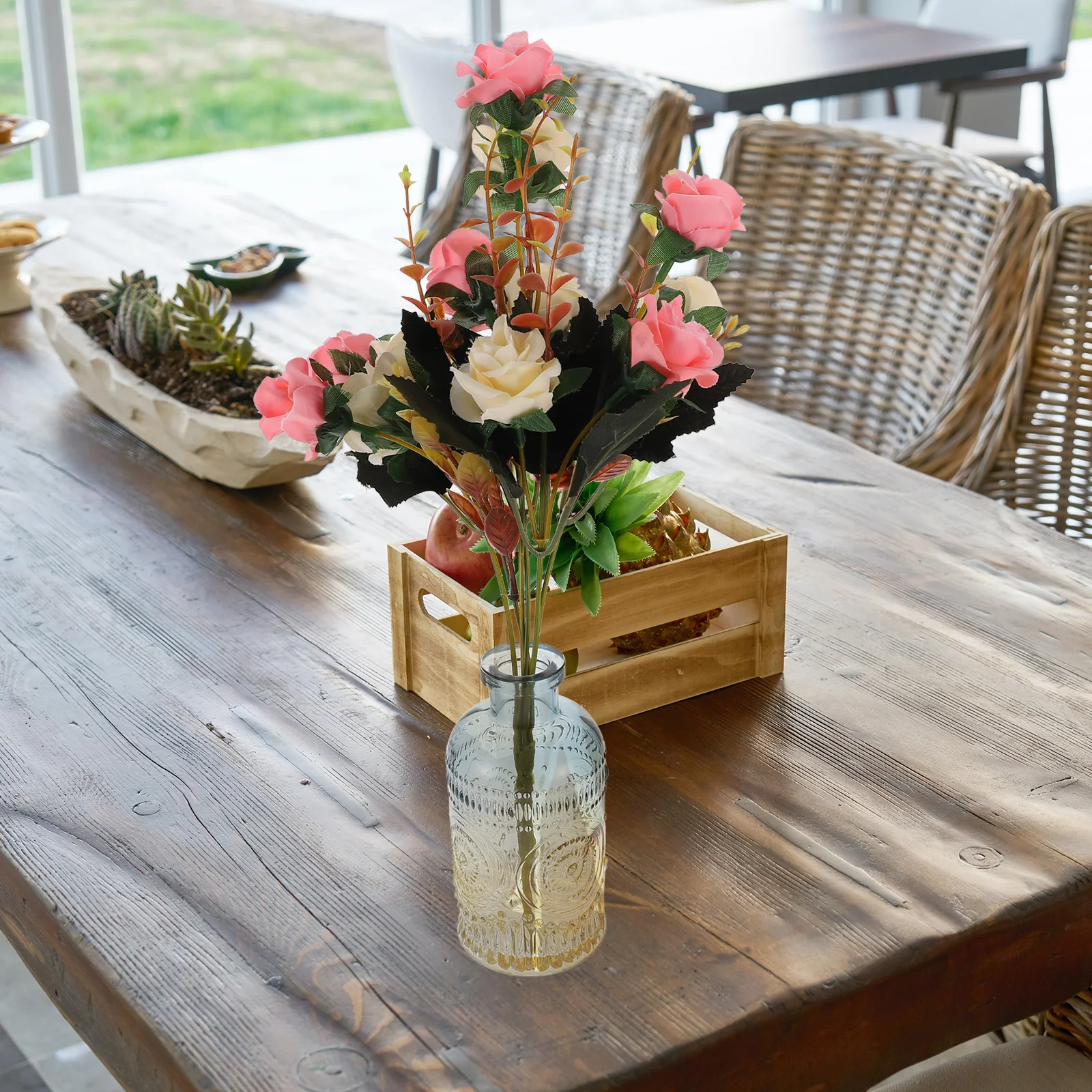 

3 Pcs Simple Design Vase for Decor Decorative Vases Desktop Clear Flower Glass Storage Vintage Embossed Floral Arrangement