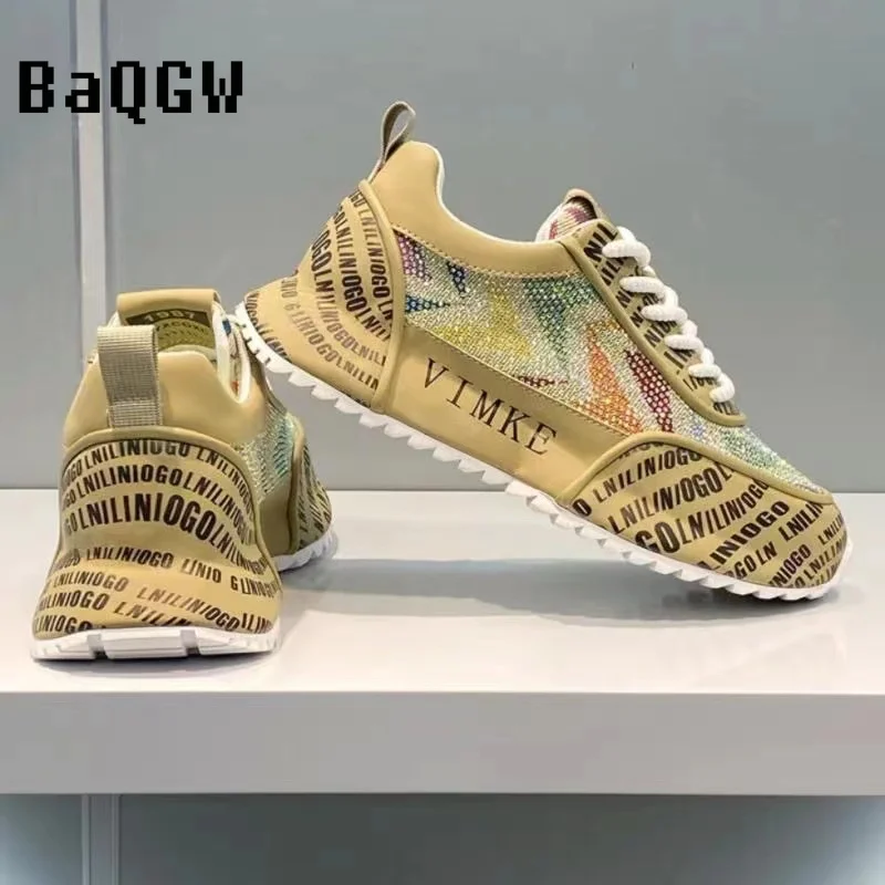 Men Women Designer Running Shoes Casual Color Block Diamond Patchwork Sparkly Original Breathable Luxury Chunky Sneakers