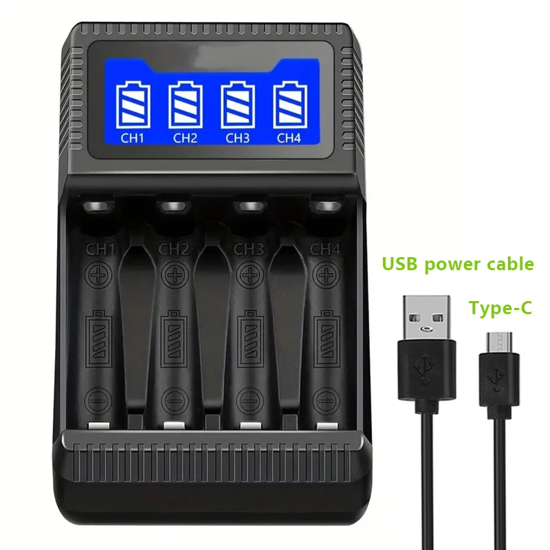 4-slot battery charger input 5V-2A suitable for DC 1.48V AA AAA rechargeable battery charger