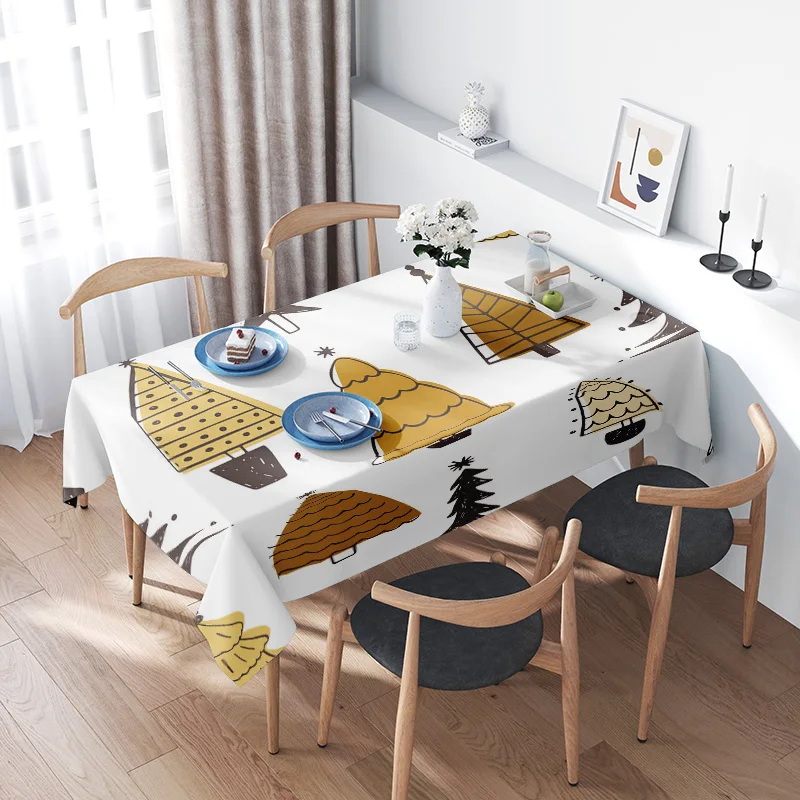 Modern Nordic Style Dining Table Cloth with Cartoon Print Perfect for Home Decor and Festive Celebrations (128 Characters)