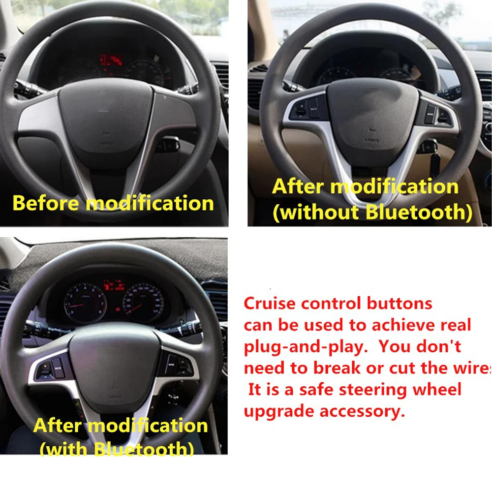 Multi-function Steering Wheel Buttons Audio Volume Music Control Switch Blue Backlight With Bluetooth For Hyundai VERNA SOLARIS