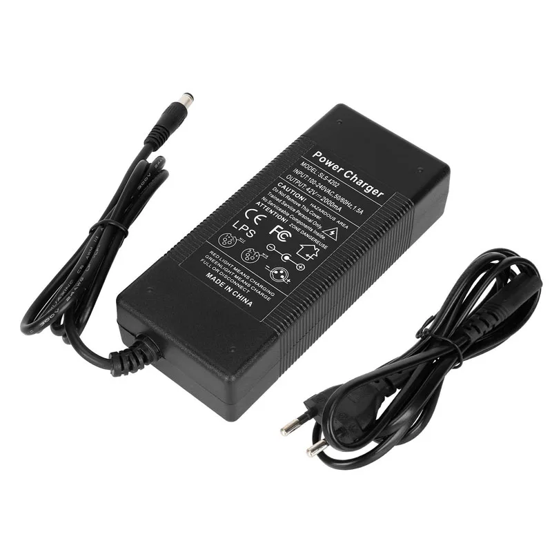 36 فولت-42 فولت 2A DC2.1 بطارية ليثيوم أيون شاحن سريع مع 6 قطعة كابل محول ل مركبة كهربية سكوتر كهربائي التوازن تيار مستمر شواحن