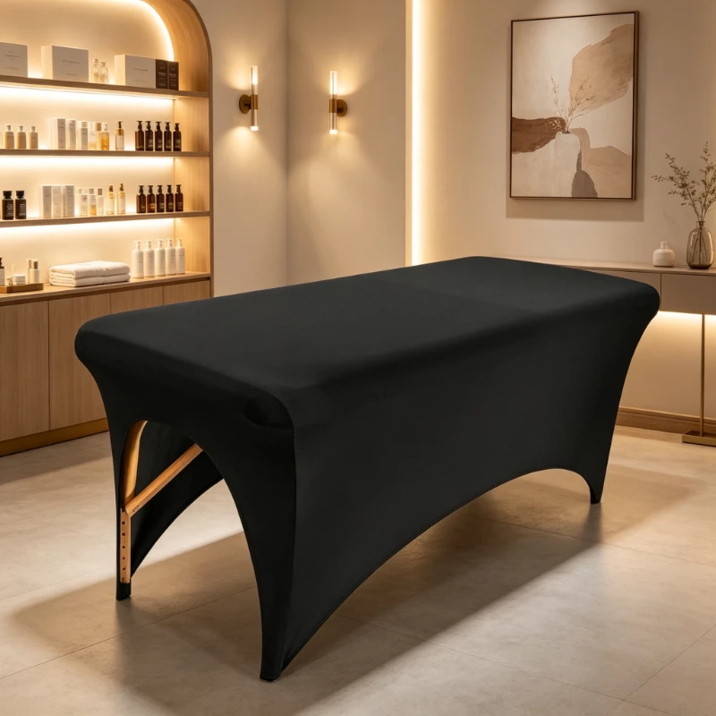 Hochelastische Schönheitssalon-Tischdecke Atmungsaktives Dehnbares Passgenaues Massageliegen-Laken Maschinenwaschbare Einfarbige Spa-Tischdecke – Detail 7