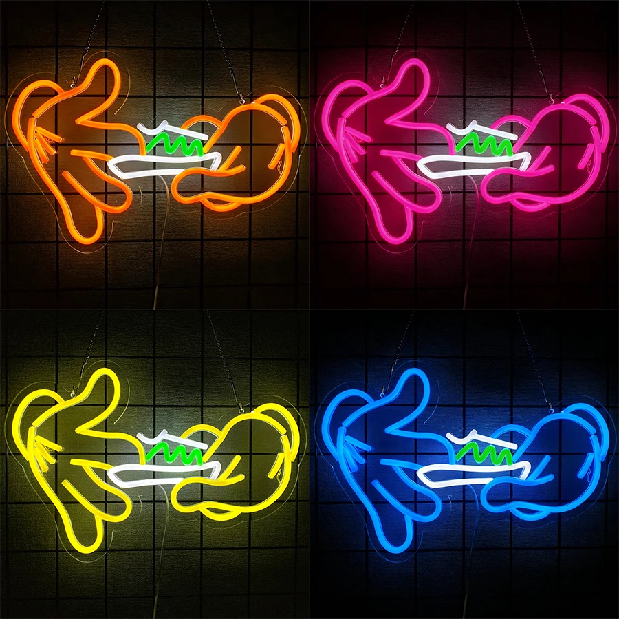 Game Led Neon Sign, Glove Icon Wall Decor, Usb Powered, Bedroom, Club, Game Room, Man Cave Wall Lamp, The Best Gift For Gamers.