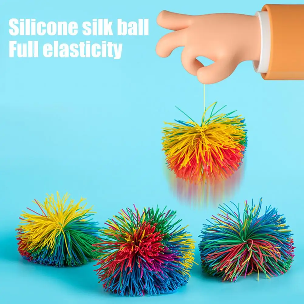 Silicone Stress Ball Colorful Silicone Monkey Stringy Ball Set for Anxiety Relief Stimulation Portable for Stress for Travel