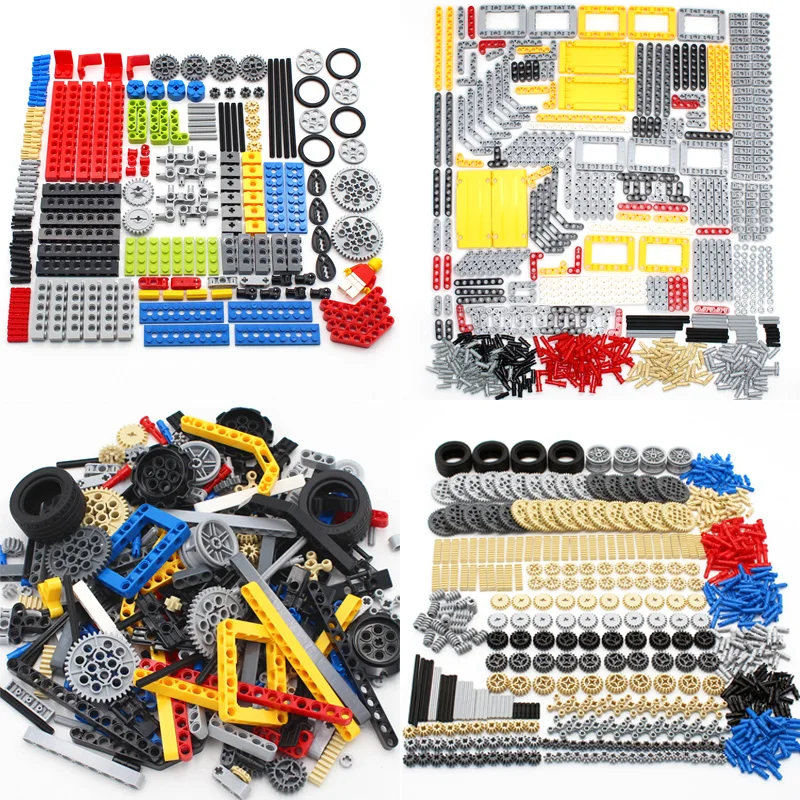 

High-Tech Plastic Building Blocks Bricks Car Tires Gear Liftarm Beam Cross Axle DIY Assembling MOC Bulk Technology Set Toys