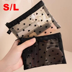 Women Mesh Cosmetic Bag Travel Storage Makeup Bag Organizer Female Make Up Pouch Portable Small Large Toiletry Beauty Bag