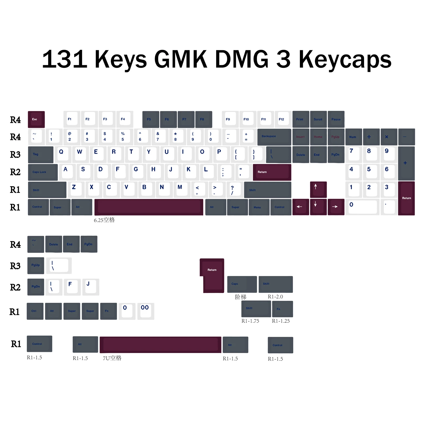 Teclado Mecânico Keycap, Inglês Perfil Cereja, PBT, Sublimação Dye