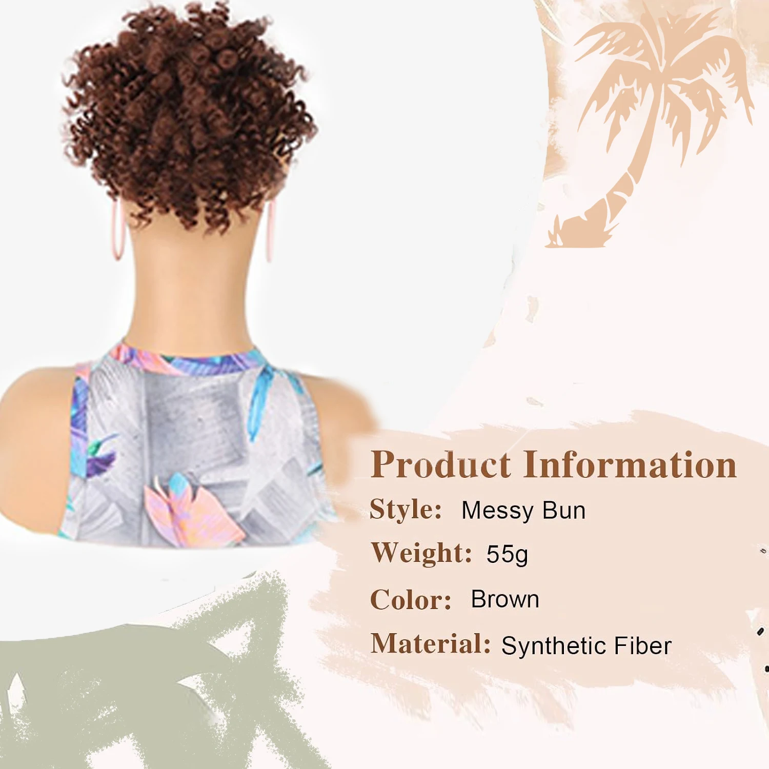 Drawstring Ponytail Extensions Curly Bun Pony Tail Clip on Ponytail for Women Synthetic Short Afro Hairpiece for Daily Use