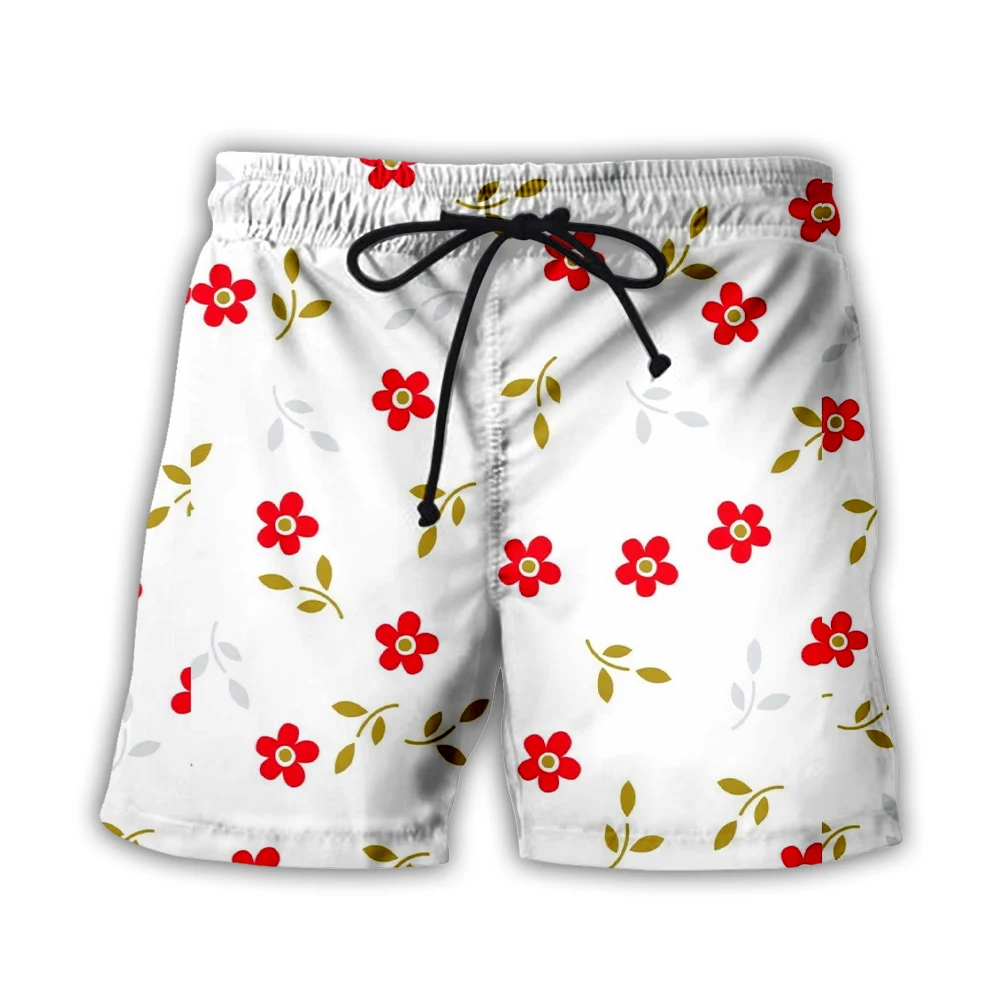 Retro Flowers 3D Printed Mens Shorts Floral Unisex Streetwear Elastic Waist Shorts Summer Beach Harajuku Casual Shorts