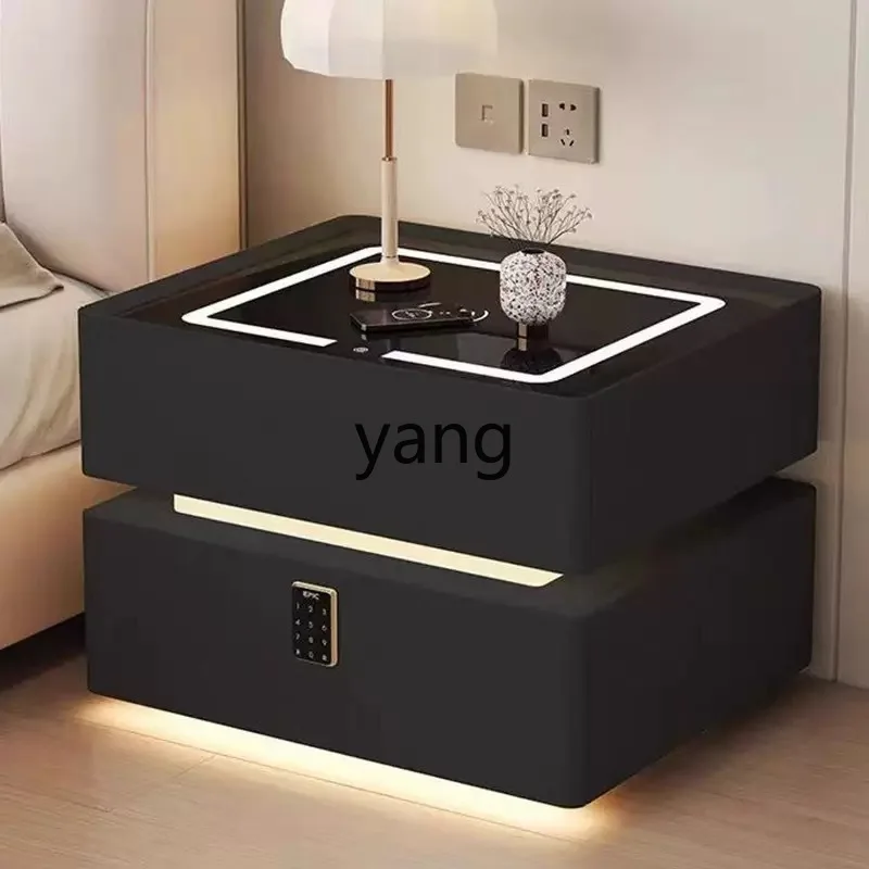 LTT intelligent suspended bedside table household bedroom solid wood light luxury modern simple multi-functional locker