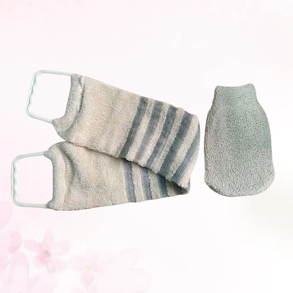 2 قطعة سبا سنفرة الجسم قفاز مزدوج الوجهين التقشير حمام ميت مزيل الجلد الميت دش أداة لينة مريحة سنفرة للجسم قفاز #4